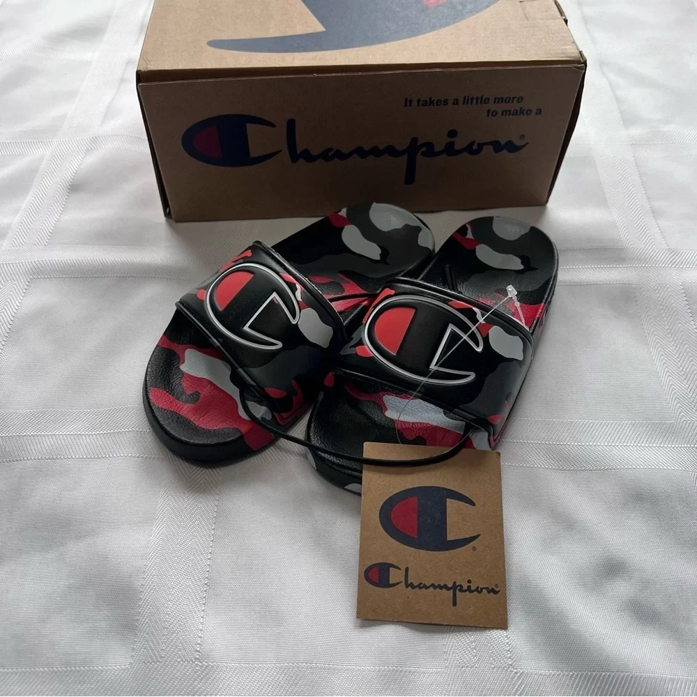 ***NWT***Champion Youth Camo Slide Sandals - Black and Red